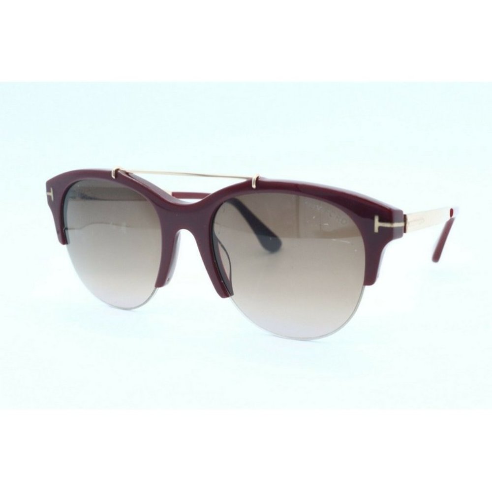 Tom Ford Adrenne TF 517 69T Oval Red Bordeaux Gold Sunglasses Gray Gradient (C)
